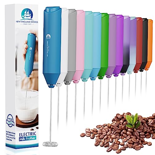 England Stories Electric Milk Frother Handheld (No Stand / Metal Blue)