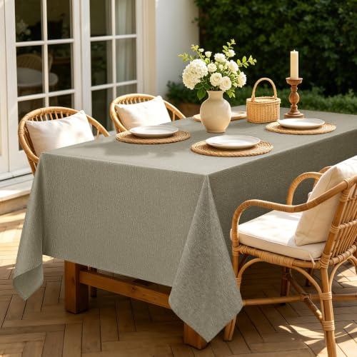 Faux Linen Farmhouse Table Cloth 60"x120" for Rectangle Table (Natural / 120" x 60" (Rectangular))