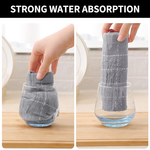 100% Cotton Terry Kitchen Dish Cloths (Light Grey / 12 X 12 - 8 Pack)