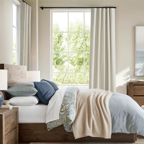 Natural Linen 100% Blackout Curtains for Bedroom 52 Width 108 Long (Cream Beige / 52"W x 108"L (Pack of 2))