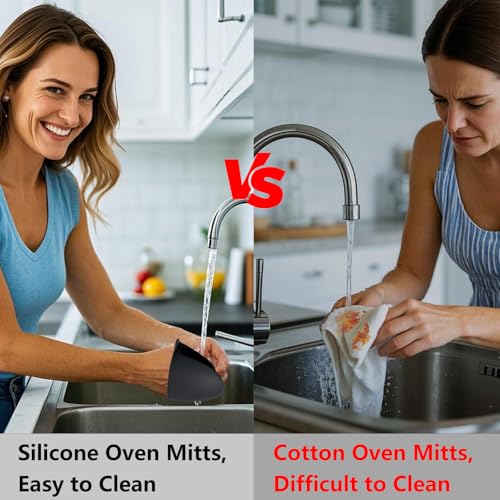 Silicone Oven Mitts Heat Resistant Pot Holder Set for Kitchens (6 Pack / Colorful)