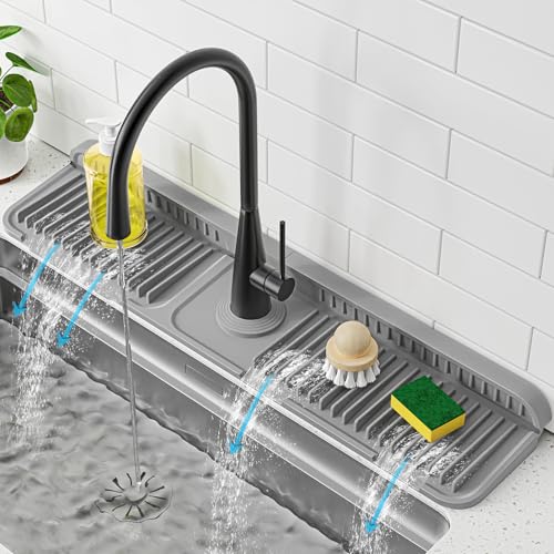 24 Inch Faucet Mat for Kitchen Sink Splash Guard (Gray / 23.6" x 5.5")