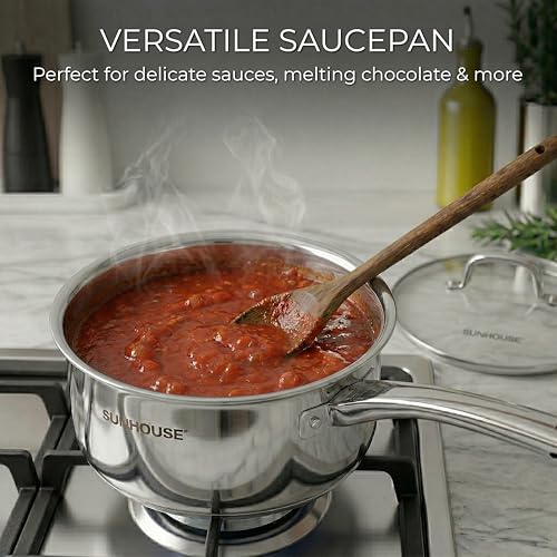 2 QT Stainless Steel Saucepan with Lid and Steamer Basket Insert