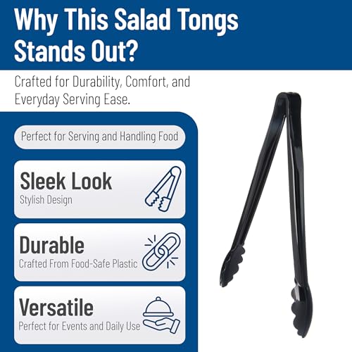 471203 Carly Salad Tong (12" Utility Tong / 12 Pack / Black)
