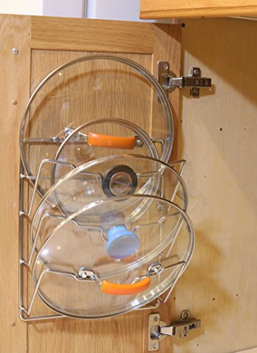 2-Pack Door/Wall Mount Pot Lid Organizer Rack, Chrome (Chrome)