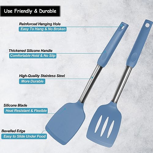 Silicone Spatula and Cooking Spoon (Starry blue)