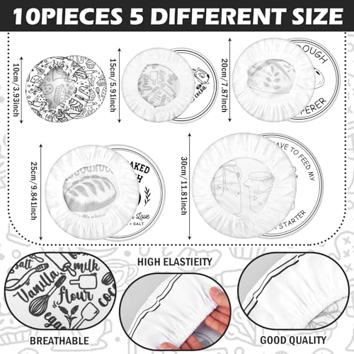 10 Pcs Reusable Bowl Covers in 5 Size (Black White / Minimalist Style)