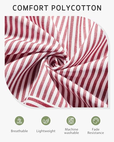 2 Pack Kitchen Apron with 2 Pockets for Women (Stripe Pink Blue Pin / 2 Polycotton)