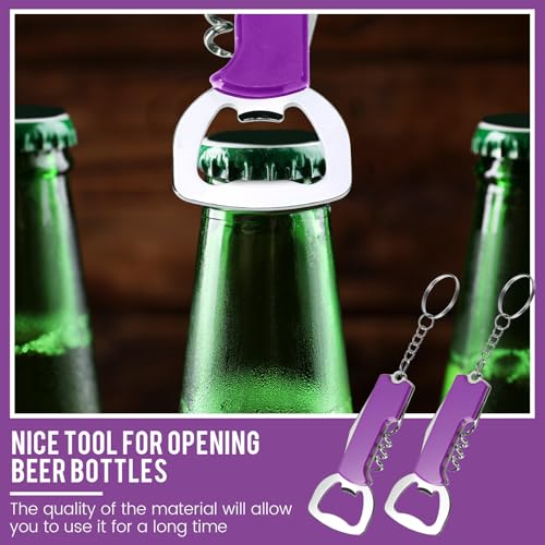24 Pcs Wine Bottle Opener Keychains Bulk (Purple)