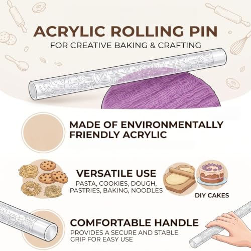 Pattern Acrylic Rolling Pin (52005 crocodile pattern)