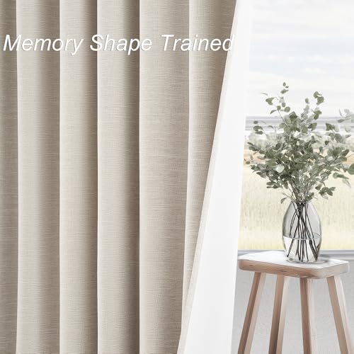 Oatmeal 105 Inch Long Curtains for Living Room Custom (Oatmeal / 52"W x 105"L (Pack of 2))
