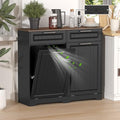 Double 10 Gallon Tilt Out Trash Can Cabinet with Deodorizing Function and Power Outlet (Black / 13.11"D x 40.16"W x 35.2"H(Double))