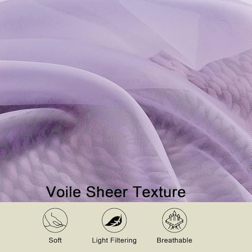 Lavender Sheer Curtain for Bedroom Living Room 72 Inches Long 2 Panels Set (Lavender / 42"W x 72"L (Pack of 2))