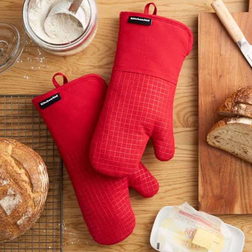 Gourmet Series Gridlines Oven Mitts 2 (Passion Red)