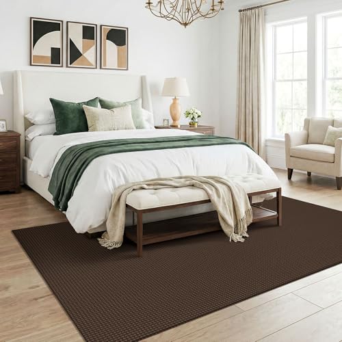 Washable 5x7 Living Room Rug (Brown/Dark Brown / 5' x 7' (Rectangular))