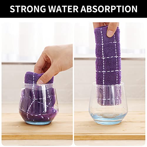 100% Cotton Terry Kitchen Dish Cloths (Purple / 12 X 12 - 6 Pack)