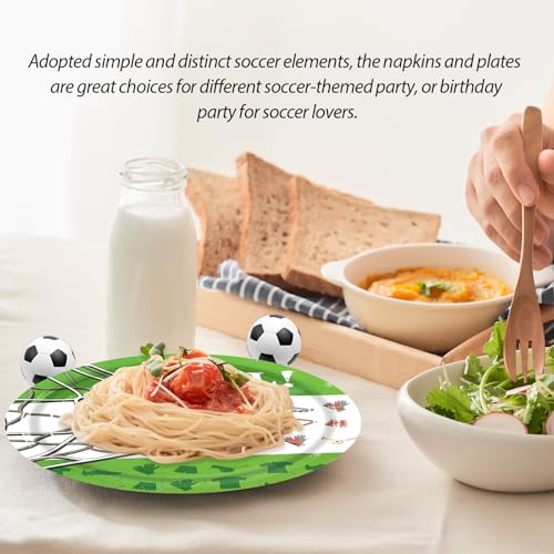 50pcs Soccer Paper Plates and Napkins Party Supplies