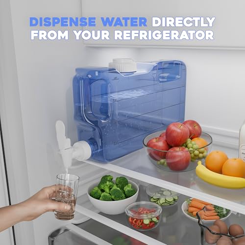 Refrigerator Water Dispenser 1.1 Gallon Bottle with Leak Proof Spigot (Royal Blue)