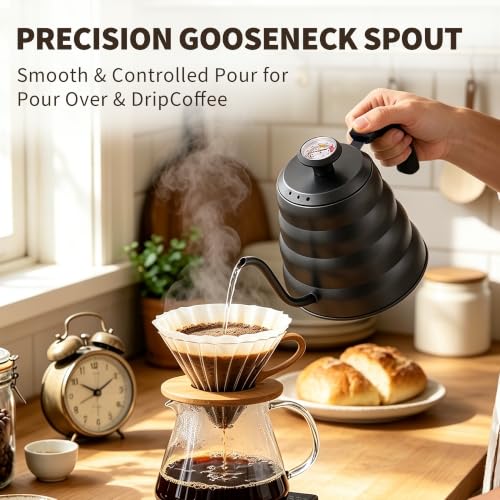 Gooseneck Kettle with Thermometer (Black)