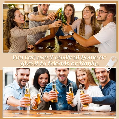 30 Pcs Flat Bottle Opener 3.5 x 1.18 inches Stainless Steel Beer bottle Openers Heavy Duty Bar Blade Solid Bottle Cap Opener Funny Bartender Bottle Opener for Kitchen Party Supplies (3.5 x 1.18 inches / Silver)