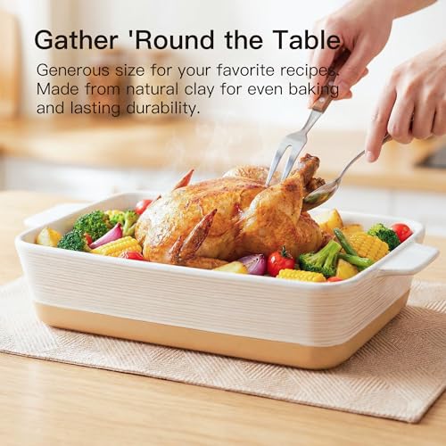 Casserole Dish for Oven (Khaki & White)