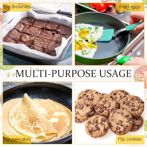 2 Pcs Mini Silicone Cookie Brownie Spatula (Solid Flat / Green)