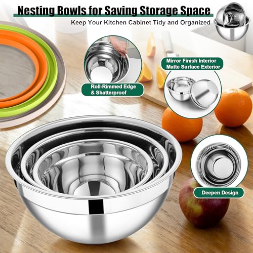 Mixing Bowls with Lids and Graters (Colorful / 4.6/2.6/1.5 QT)