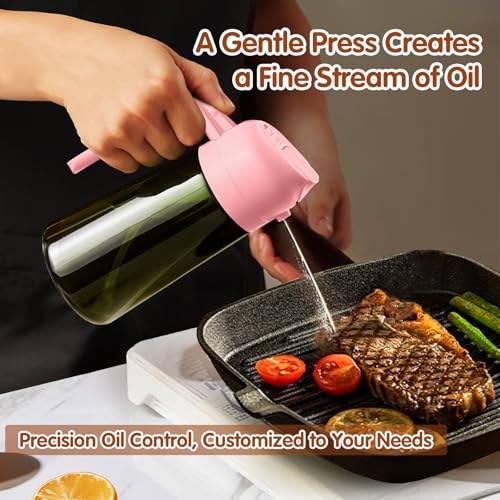 2Pcs 16oz 470ml Dark Green Oil Sprayer for Cooking with Stickers (16_2Pcs Black&Pink)