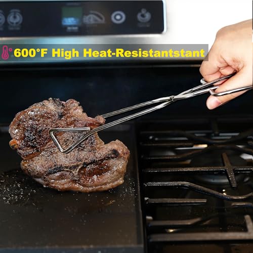 11" Heavy Duty Stainless Steel Kitchen Scissor Tongs with Comfortable Ergonomic Grip (11 Inch)