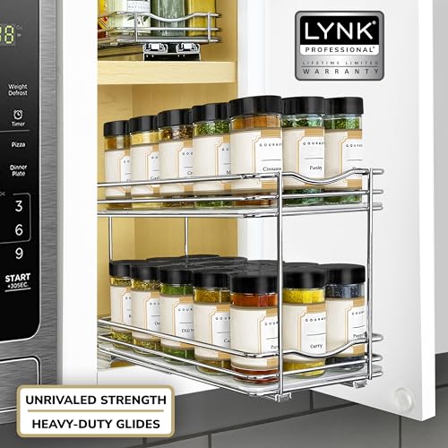 Pull Out Spice Organization for Cabinets (Chrome / 6-1/4" - 2 Tier)