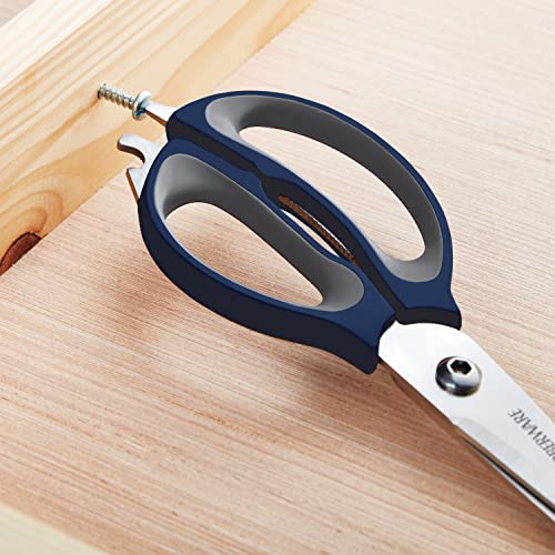 4-in-1 Kitchen Scissors with Sheath, Navy and Grey (Navy and Gray)