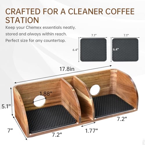 Acacia Coffee Bar Station Organizer Stand Caddy for Chemex Pour Over Maker (Big)
