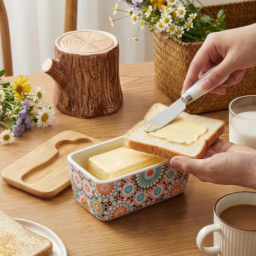 Vintage Ceramic Butter Dish with Lid (Retro-Standard size)