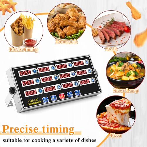 1 Pack Commercial Digital Kitchen Timer for Cooking (12 Channel)