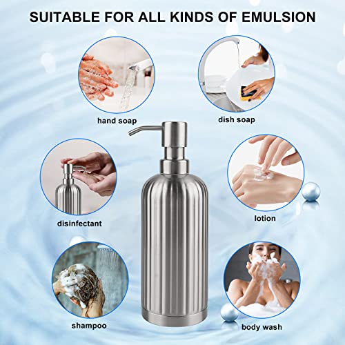 Stripe Design Dish Soap Dispenser with Stickers (Silver Stripes)