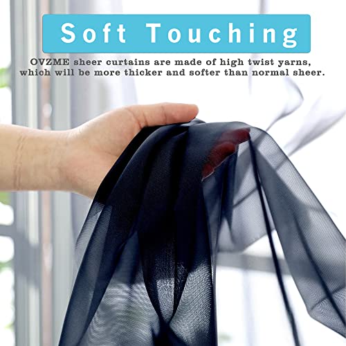 Navy Blue Sheer Curtains 2 Panel Sets 84" Inch Length (Navy Blue / 42"W x 84"L (Pack of 2))