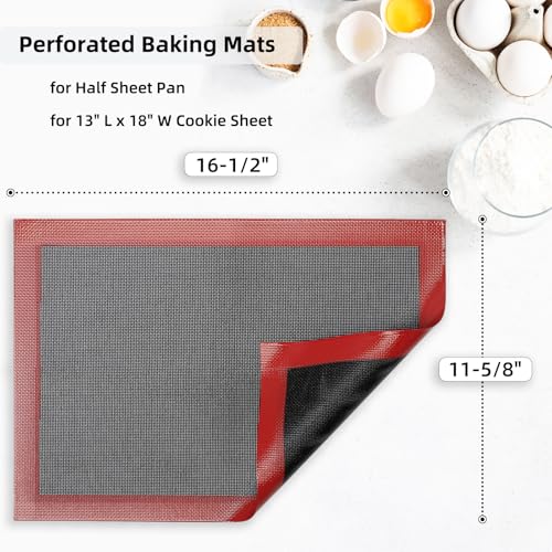 Silicone Baking Mat with Microperforated (Black Background with Red Trim / (11.6'' x 16.5'') Half Sheet)
