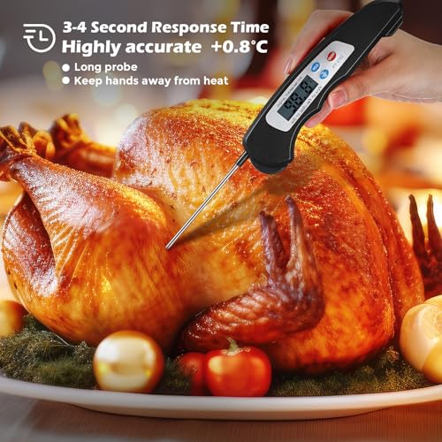 12 Pcs Digital Meat Thermometer with Probe Instant (Black, Red, White)