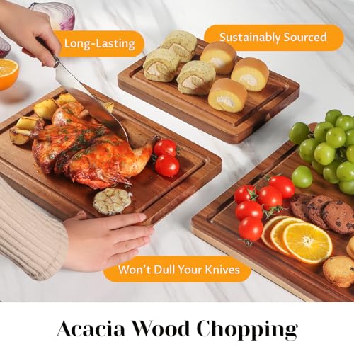 Acacia Wood Cutting Board Set of 3 (Wood)