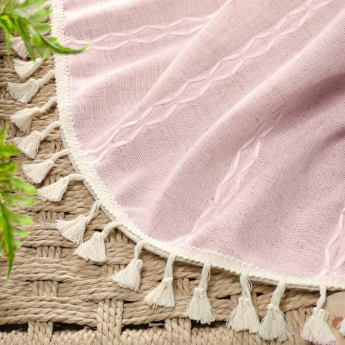 Pink 100% Boho Blackout Curtains 84 Inch 2 Panels with Tassels (Pink / 52"W x 84"L (Pack of 2))