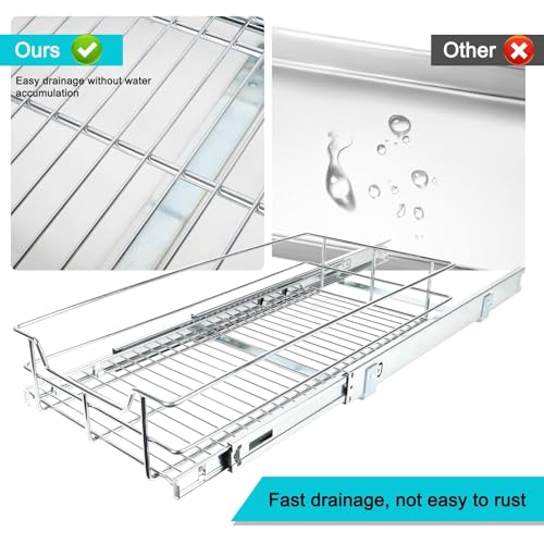 Pull Out Cabinet Organizer 11" W X 17" D (1 Tier - Chrome-Plated / 11" W X 17" D)