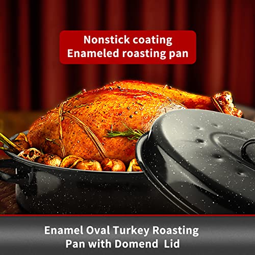 15.7" Roasting Pan with Domed Lid Enameled (15.7INCH)