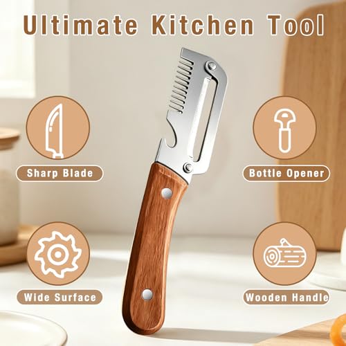 2 Pack Multifunctional Vegetable Peeler with Wooden Handle