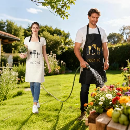 Women Kitchen Apron with Hand Wipe Pockets (Black)