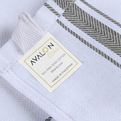 Dish Towels 30 Pack Grey Stripe 100% Cotton Kitchen Towel 15x25 Inch Tea Towels (Grey Stripe / Pack of 30)