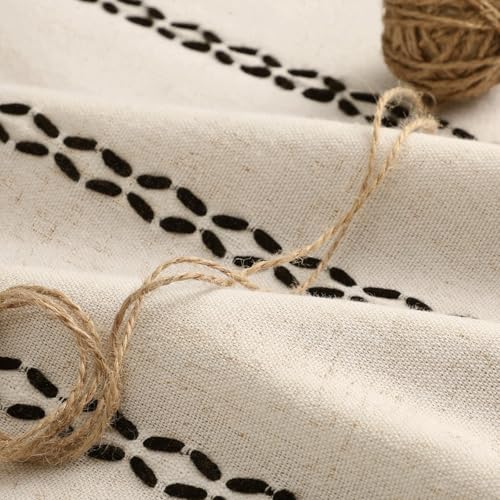 Beige 100% Boho Blackout Curtains 63 Inch 2 Panels with Tassels (Black / 52"W x 63"L (Pack of 2))