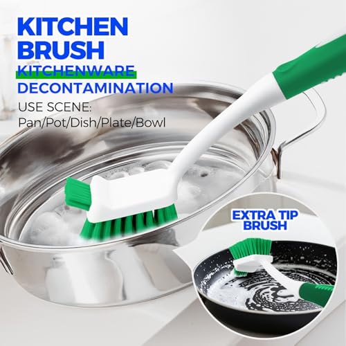 5 Pack Cleaning Brush Scrub Brush Kitchen Brush for Floor (Green)