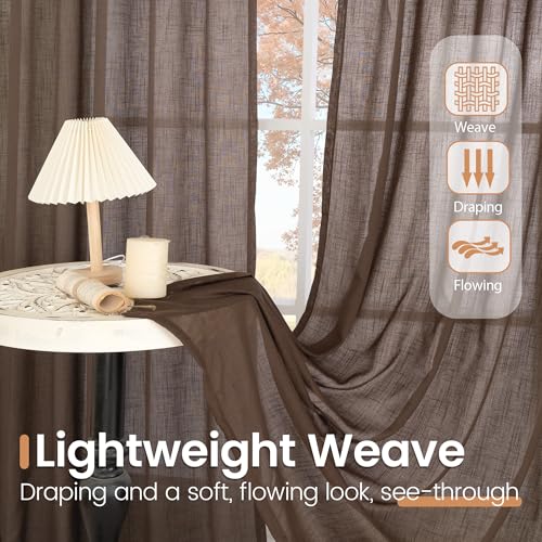 Brown Linen Curtains 84 Inch Length for Living Room (Brown / 42"W x 84"L (Pack of 2))