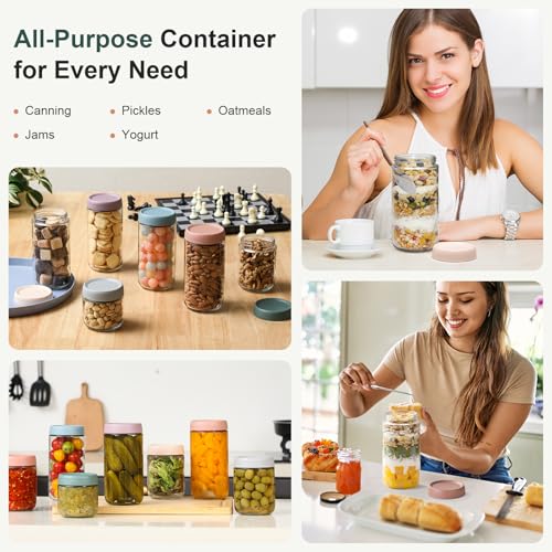 6 pack 24oz Glass jars with Airtight Lids (Multicolor-6pack-24oz)