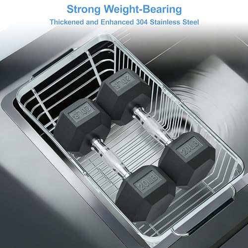 Over The Sink Dish Drying Rack Expandable Kitchen Sink Organizer (Medium (8.5"W | Extend 11.6"-17.5"L))